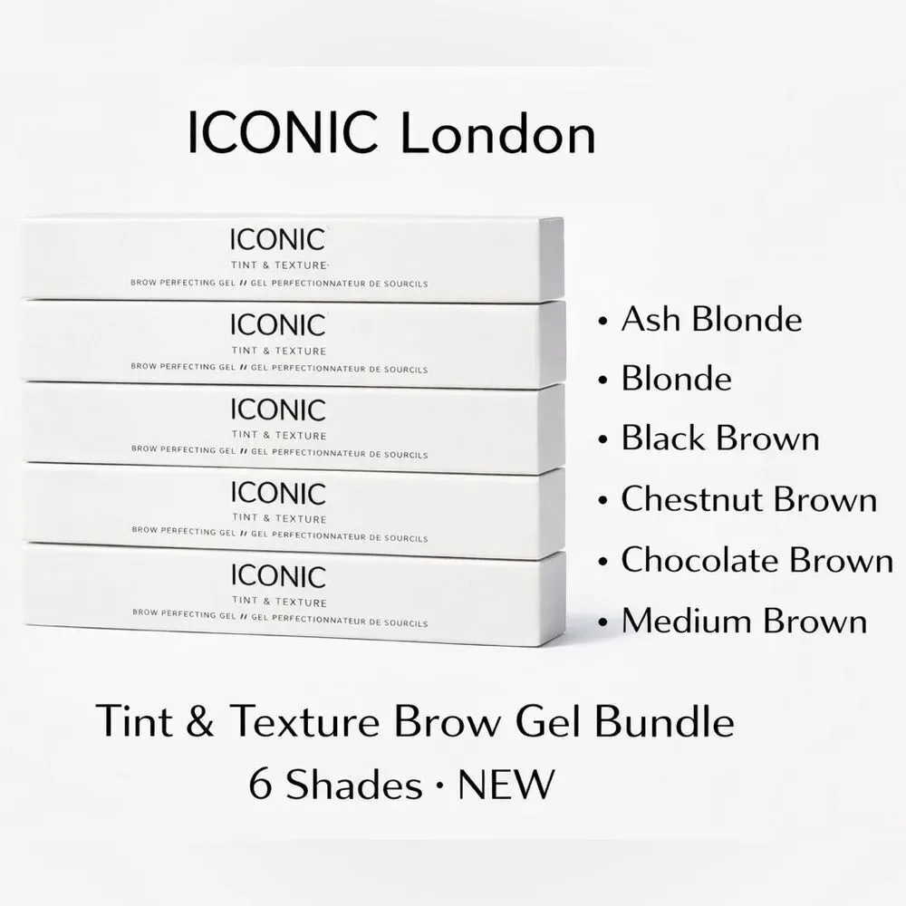 ICONIC London Brow Gel Bundle 6 Shades | Tint & Texture 3ml NEW in Boxes
